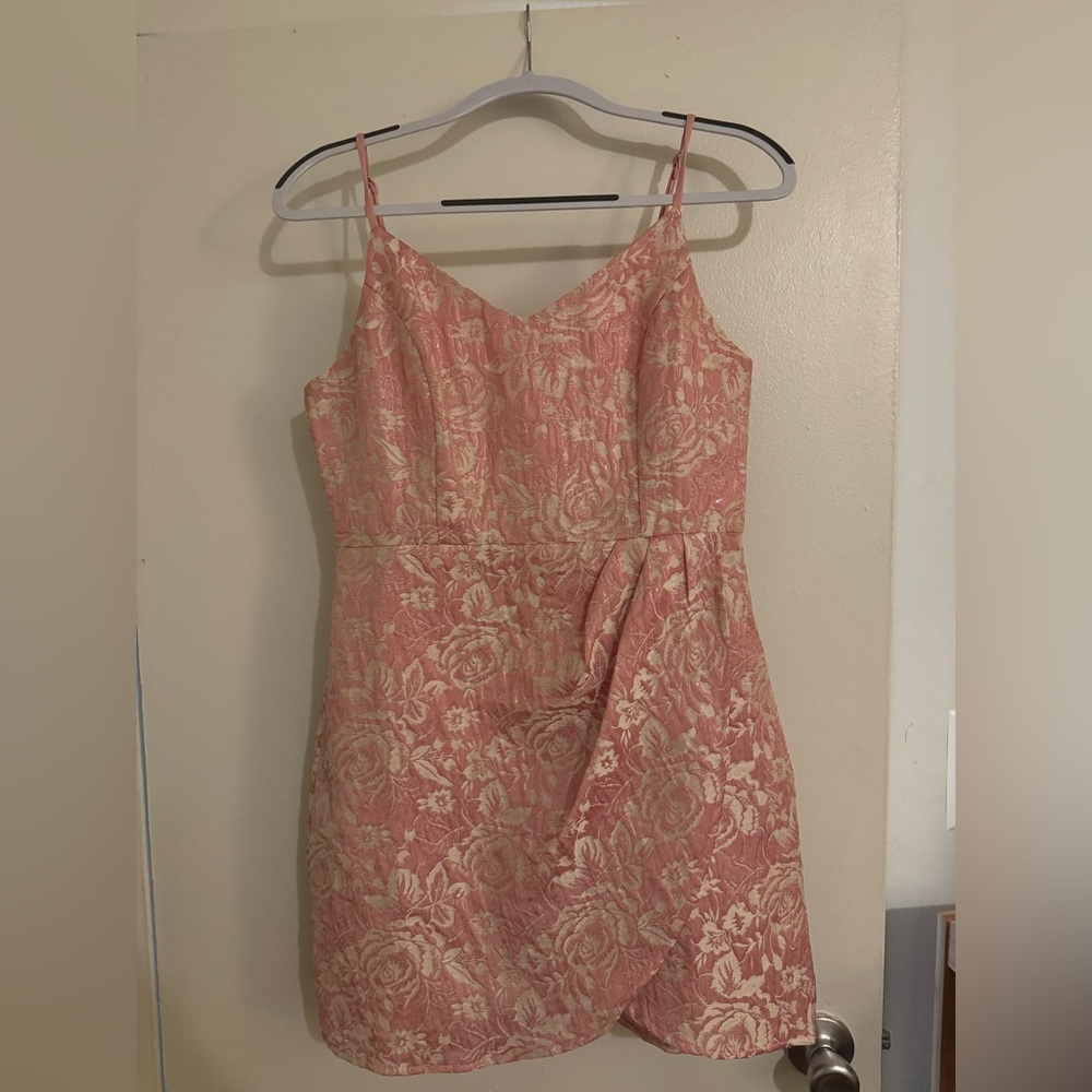 Lulu’s Shimmery Pink Floral Dress